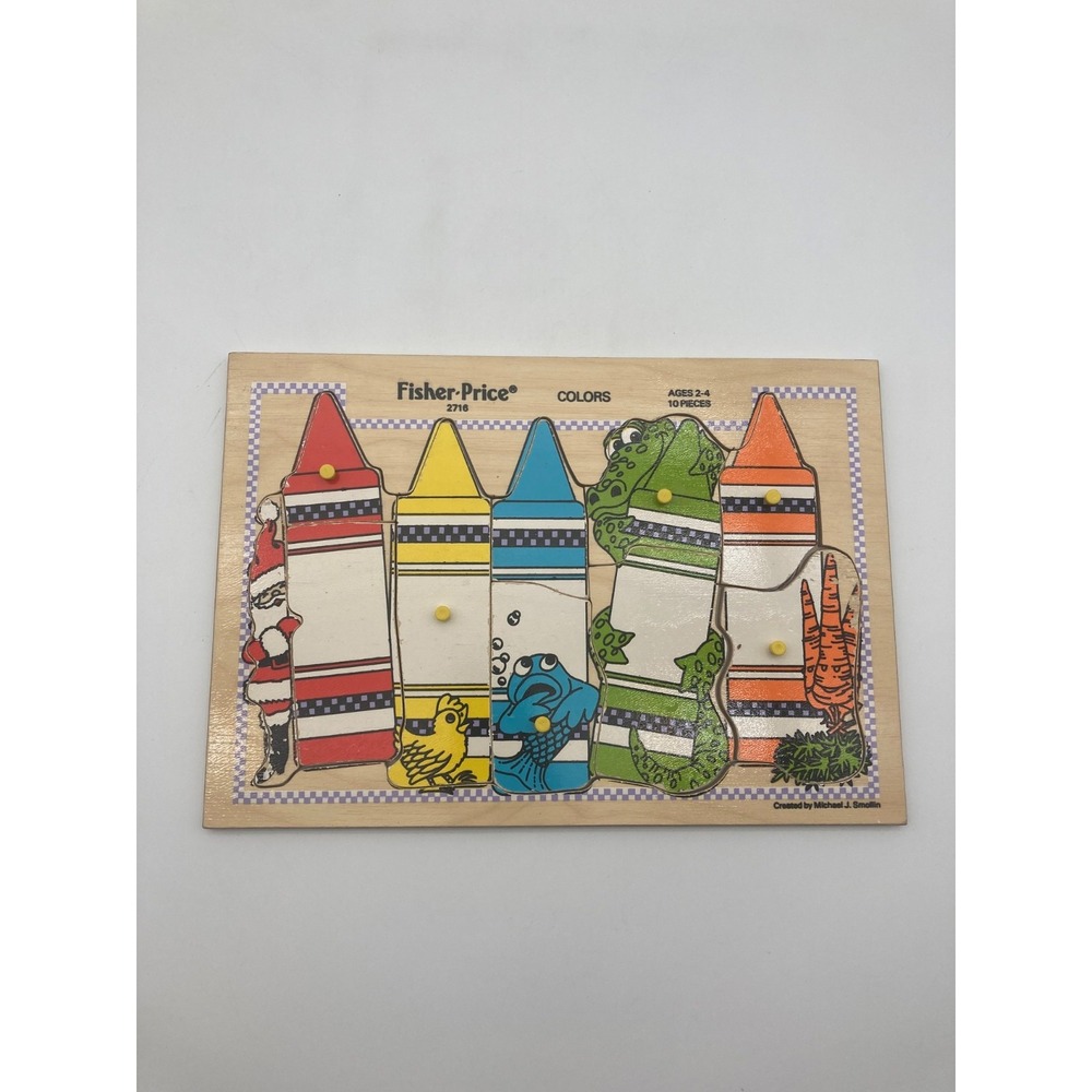 Vintage Fisher-Price Colors Wooden Peg Puzzle 2716 Complete 11 Piece
